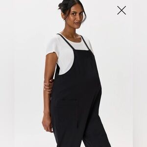 Quince Black Maternity Jumper Overalls
